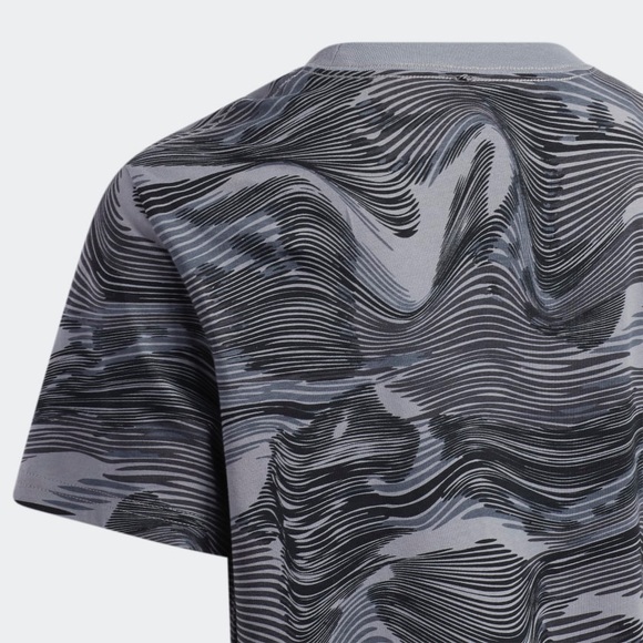 Adidas Camo Allover Print Tee Gray Black White Boys Size XL 18/20 - Picture 4 of 7